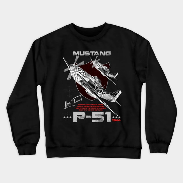 P51 Mustang WW2 Fighter Aircraft Crewneck Sweatshirt by aeroloversclothing